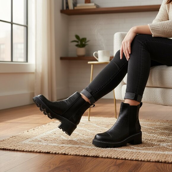 Sorel Joan Now Chelsea Boots in Black Tawny Buff Croc (Size 7) - Picture 15 of 16